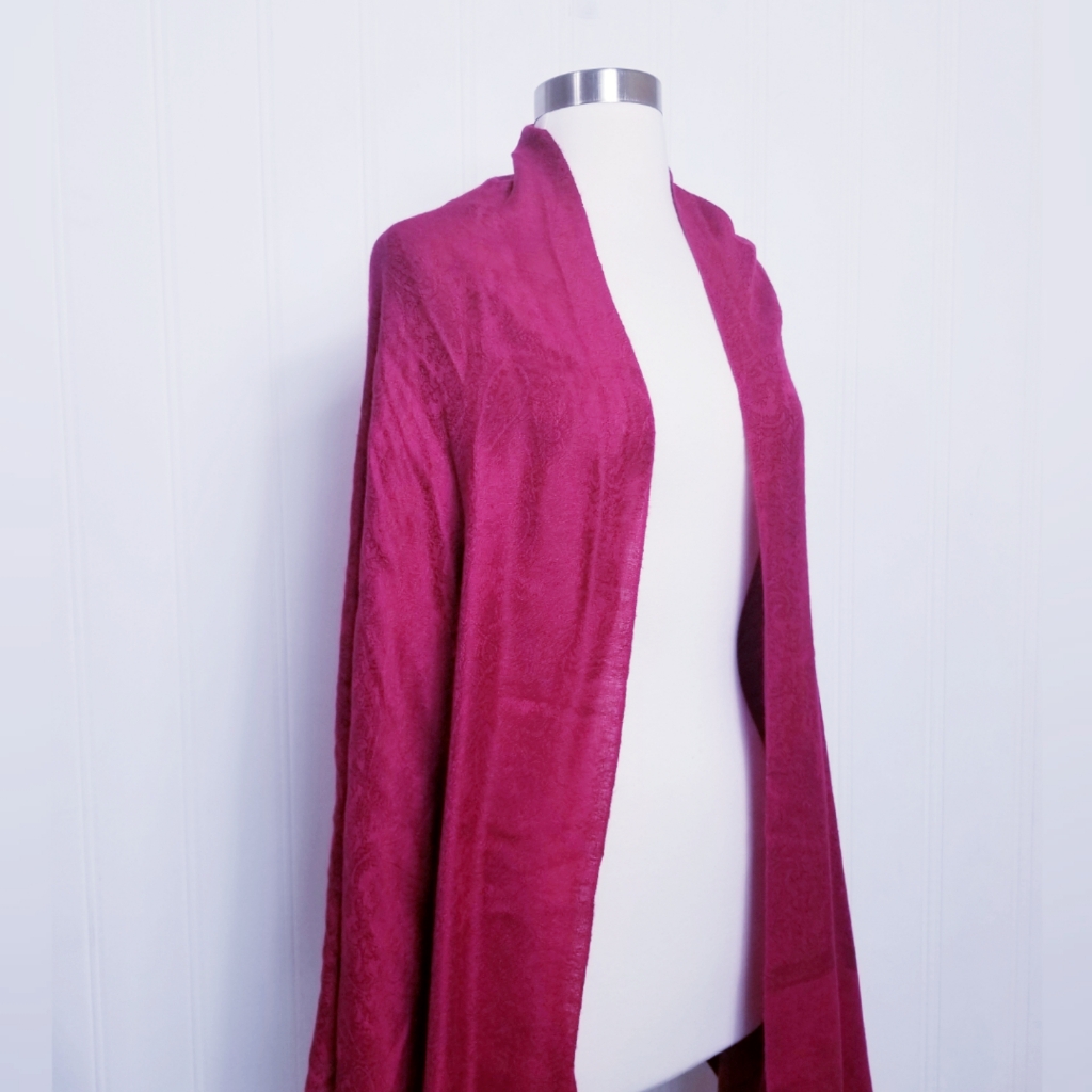 Pashmina Scarf Red Silk Blend Fringed Wrap Womens Fashion Accessory